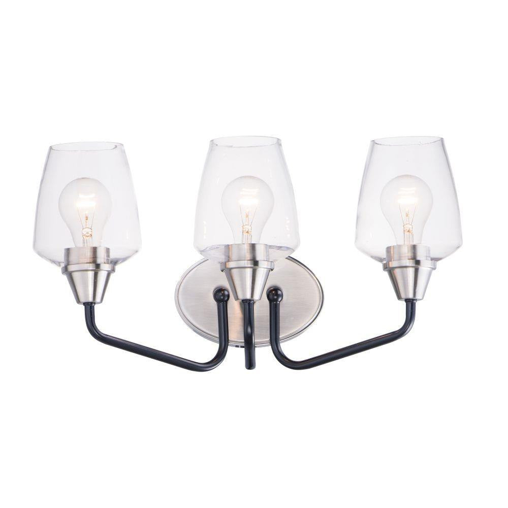 Maxim Lighting 26122CLBKSN Goblet 3 Light 18 Inch Black/Satin Nickel Bath Vanity Wall Light