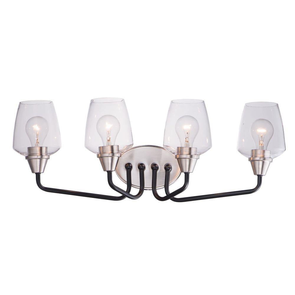 Maxim Lighting 26123CLBZAB Goblet 4 Light Bath Vanity Wall Light in Bronze with Antique Brass and Clear Glass Shades