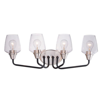 Maxim Lighting 26123CLBZAB Goblet 4 Light Bath Vanity Wall Light in Bronze with Antique Brass and Clear Glass Shades