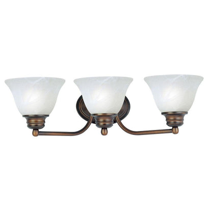 Maxim Lighting 2688MROI Malaga 3 Light Oil Rubbed Bronze Bath Vanity Wall Light with Marble Glass Shades