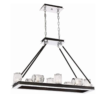 Eurofase Lighting 31651-011 Barlie 10 Light 27" Chrome/ Black Chandelier Ceiling Light