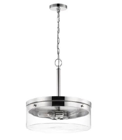 Nuvo 60-7630 Intersection Pendant, 3-Light, Wattage 60W, Voltage 120V,Polished Nickel/Clear Glass