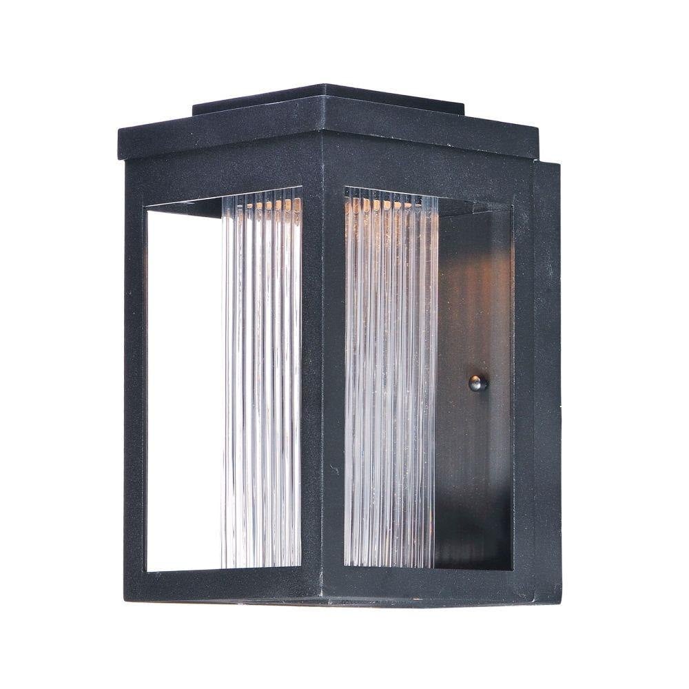 Maxim Lighting 55902WGBK Salon 1 Light 6 Inch Black Outdoor Wall Light - Clear Ribbed Glass