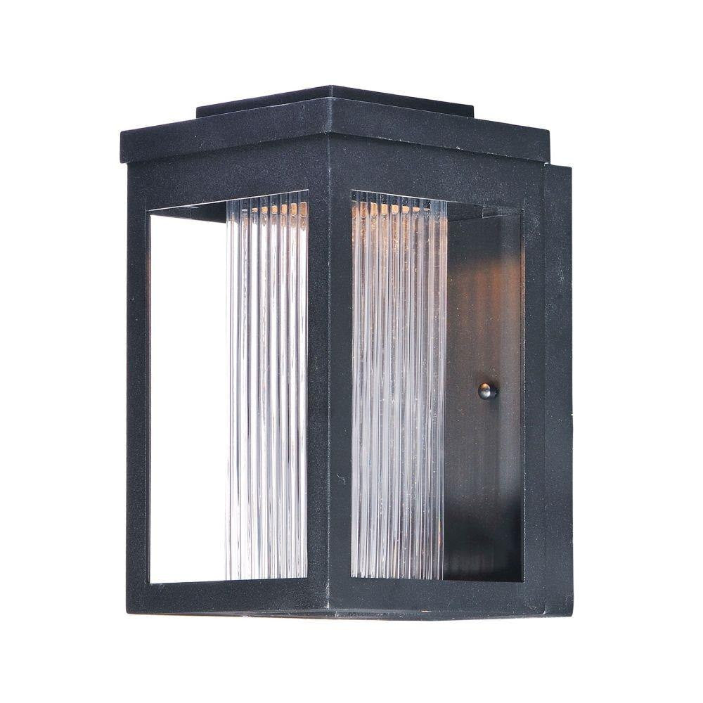 Maxim Lighting 55902SWBK Salon 1 Light 10 inch Black Outdoor Wall Light - Clear Ribbed Diffuser
