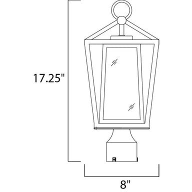 Maxim Lighting 3171CLBK Artisan Outdoor Post Lamp dimension diagram showing 17.25 inch height by 8 inch width