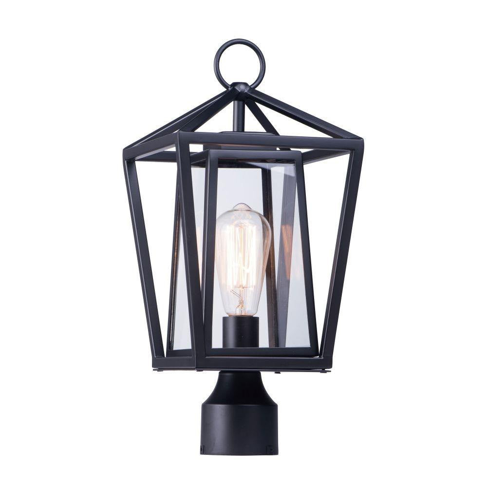 Maxim Lighting 3171CLBK Artisan 1 Light Black Outdoor Post Lamp on white background - front view