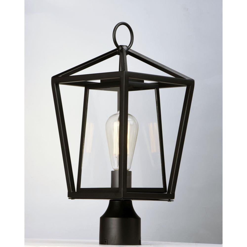 Maxim Lighting 3171CLBK Artisan 1 Light Black Outdoor Post Lamp with clear glass panels - front view