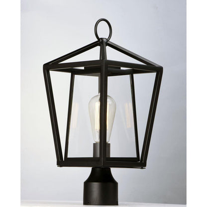 Maxim Lighting 3171CLBK Artisan 1 Light Black Outdoor Post Lamp with clear glass panels - front view