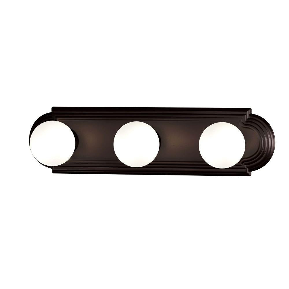 Maxim Lighting 7123OI Essentials 3 Light Oil Rubbed Bronze Bath Vanity Wall Light with White Globe Shades - Front View