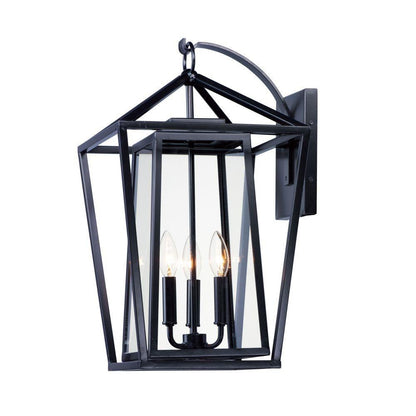 Maxim Lighting 3176CLBK Artisan 3 Light Black Outdoor Wall Lantern - front angle view on white background