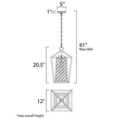 Maxim Lighting 3178CLBK Artisan Black Outdoor Pendant - Dimension Diagram