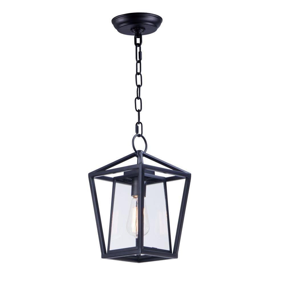 Maxim Lighting 3179CLBK Artisan 1 Light Black Outdoor Pendant Light mounted with canopy and chain