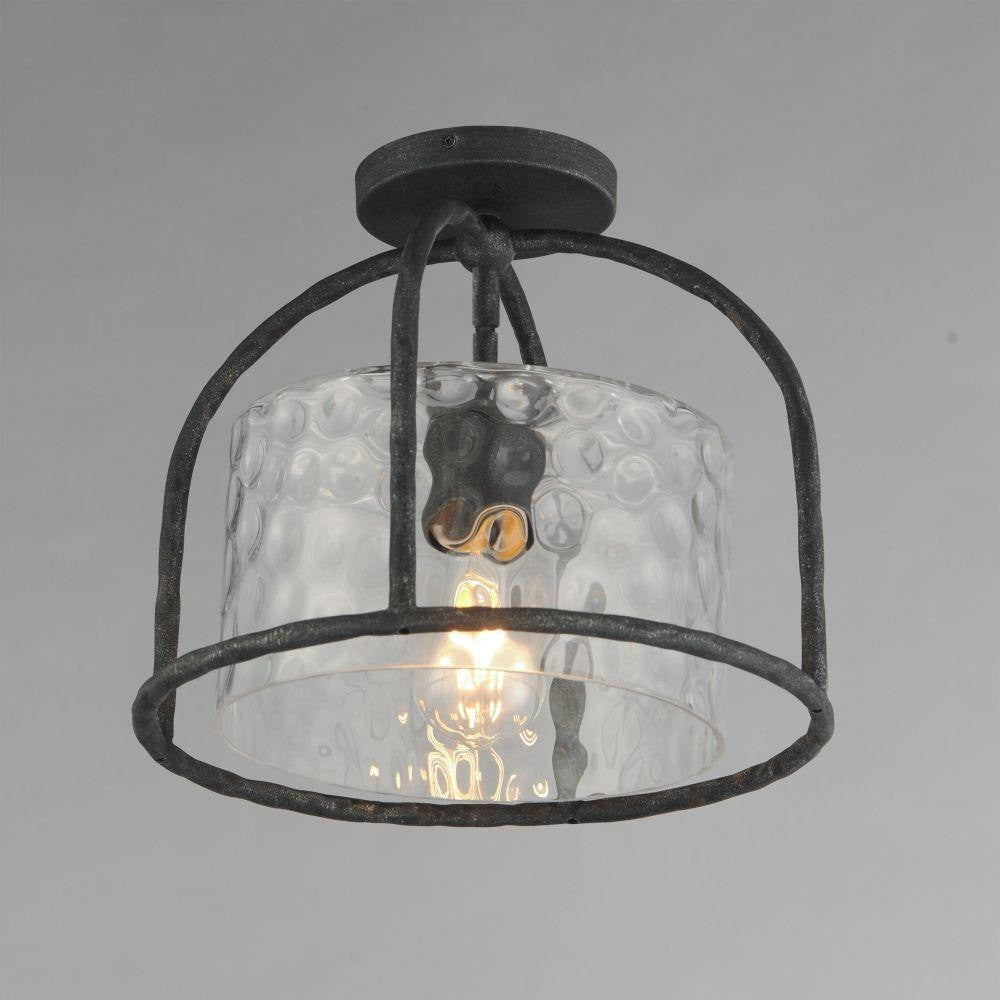 Maxim Lighting 31841WGBS Del Mar 1 Light Blacksmith Outdoor Flush Mount Ceiling Light - Lit Detail