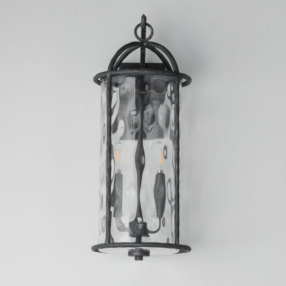 Maxim Lighting 31846WGBS Del Mar 2 Light Blacksmith Outdoor Wall Light front view on wall
