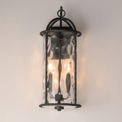Maxim Lighting 31846WGBS Del Mar 2 Light Blacksmith Outdoor Wall Light illuminated on wall