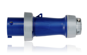 Leviton 360P6WLEV LEV Series Pin & Sleeve Plug, 60A, 250V, 2P, 3W, Watertight, Blue Finish