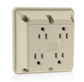 Leviton 1254-I  4-in-1 Quadruplex 2-Pole 3-Wire Receptacle Outlet, Heavy-Duty Hospital Grade, 15A, 125V, Side Wire, NEMA 5-15R, Ivory