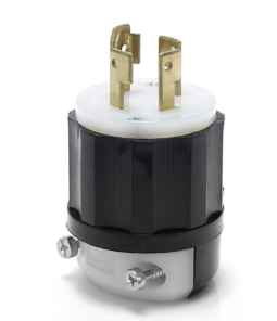 Leviton 3431-GC Locking Plug, 30A, 250V Dc/600V Ac, Industrial Grade, Black/White