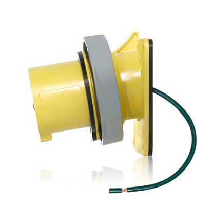 Leviton 320B4WLEV 20 Amp, 125 Volt, 2P, 3W, LEV Series North American-Rated IEC 60309-1 & 60309-2 Pin & Sleeve Inlet, Industrial Grade, IP66/67/68/IP69K, Watertight - YELLOW