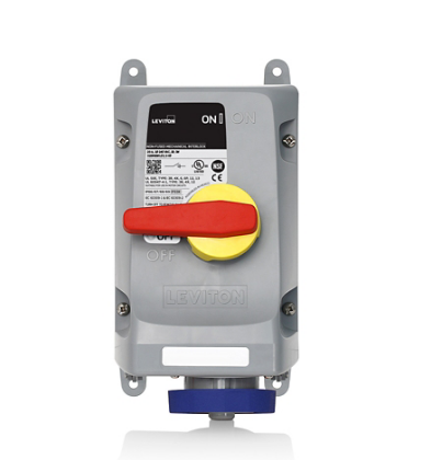 Leviton 320MI6WLEV 20 Amp, 240 Volt, 2P, 3W, LEV Series North American-Rated IEC 60309-1 & 60309-2 Pin & Sleeve Mechanical Interlock, Industrial Grade, IP66/IP67/IP68/IP69/IP69K, Watertight, Non-Fused - Blue