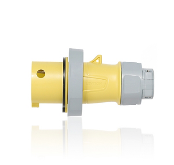 Leviton 320P4WLEV 20 Amp, 125 Volt, 2P, 3W, LEV Series North American-Rated IEC 60309-1 & 60309-2 Pin & Sleeve Plug, Industrial Grade, IP66/67/68/IP69K, Watertight - YELLOW