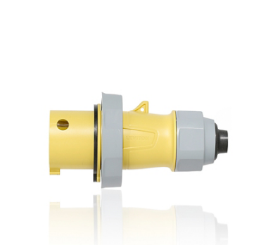 Leviton 320P4WLEVA 20 Amp, 125 Volt, 2P, 3W, LEV Series North American-Rated IEC 60309-1 & 60309-2 Pin & Sleeve Plug with Screwless Clamp Assembly, Industrial Grade, NSF Certified, IP66/67/68/IP69K, Watertight - YELLOW