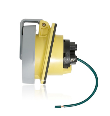Leviton 320R4WLEV 20 Amp, 125 Volt, 2P, 3W, LEV Series North American-Rated IEC 60309-1 & 60309-2 Pin & Sleeve Receptacle, Industrial Grade, IP66/67/68/IP69K, Watertight - YELLOW