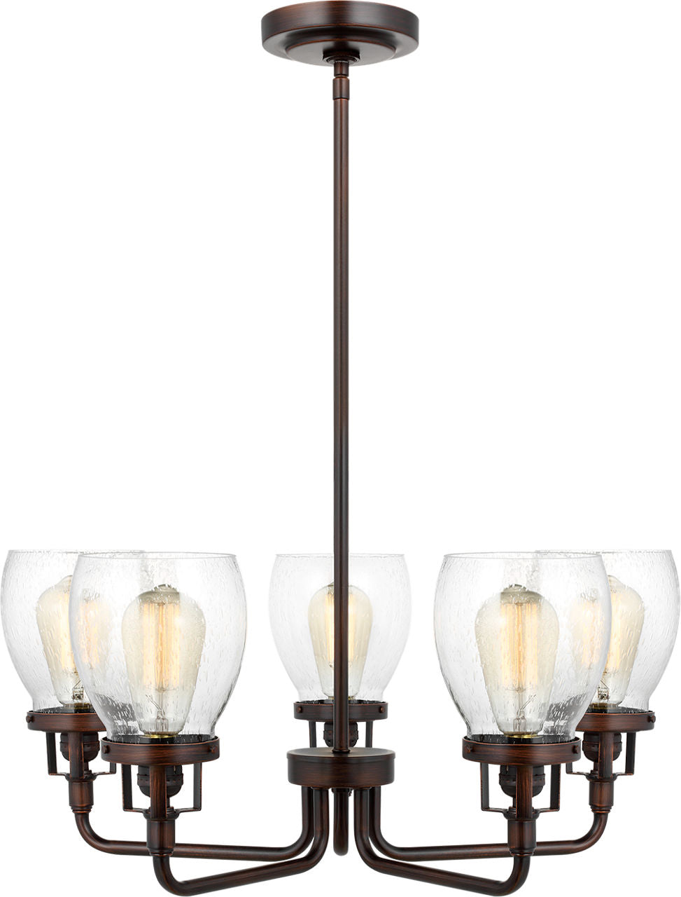 Generation Lighting Belton 5 light bronze chandelier ceiling light with clear seeded glass shades