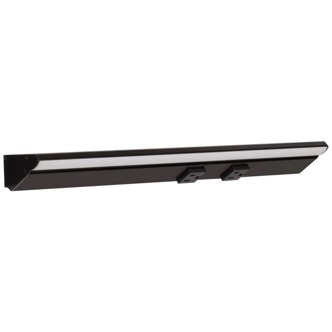 Task Lighting LP18HR9NDBBK30 18.5" Lighted Power Strip, 2 Receptacles, Wattage 9W, Color Temperature 3000K, 900 Lumens, Voltage 12V, Black
