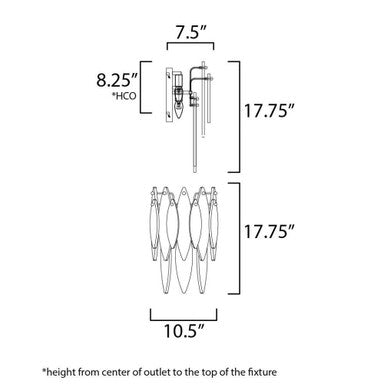Maxim Lighting 32322CLCMPGL Majestic 3 Light Wall Sconce - Dimension Diagram