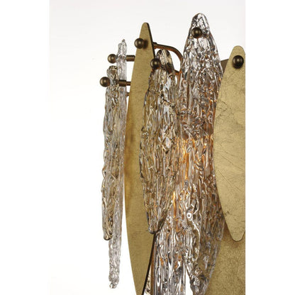 Maxim Lighting 32322CLCMPGL Majestic 3 Light Wall Sconce - Close-Up Detail of Textured Glass Leaves