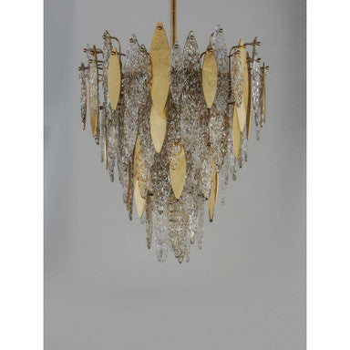 Maxim Lighting 32325CLCMPGL Majestic 12 Light Gold Leaf Chandelier - Angle View Showing Tiered Glass Petal Design