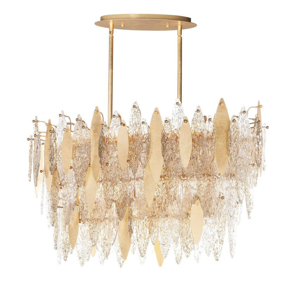 Maxim Lighting 32326CLCMPGL Majestic 18 Light Gold Leaf Chandelier with Clear and Champagne Glass Petals - Front View