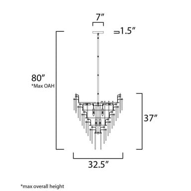Maxim Lighting 32328CLCMPGL Majestic Chandelier - Dimension Diagram