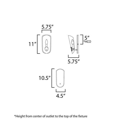 Maxim Lighting 32351CLBK Armory 1 Light 11 inch Black Wall Sconce - Dimensions Diagram