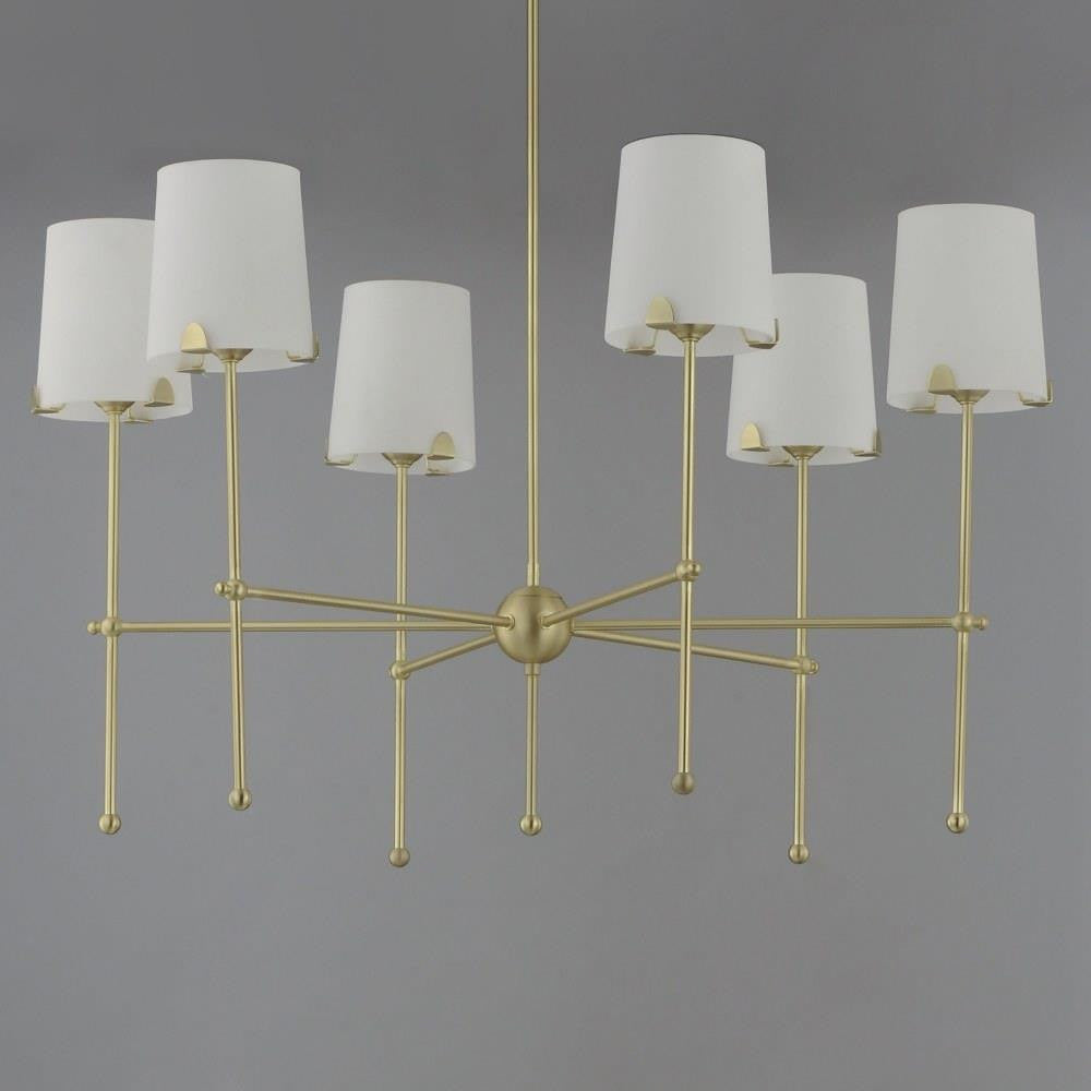 Maxim Lighting 32366WTSBR Huntington Chandelier Satin Brass with White Fabric Shades