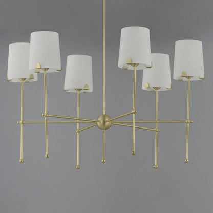 Maxim Lighting 32366WTSBR Huntington Chandelier Satin Brass with White Fabric Shades