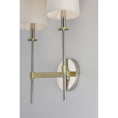 Maxim Lighting 32392OFSBRPN Uptown 2 Light Wall Sconce close-up detail of Satin Brass and Polished Nickel finish hardware