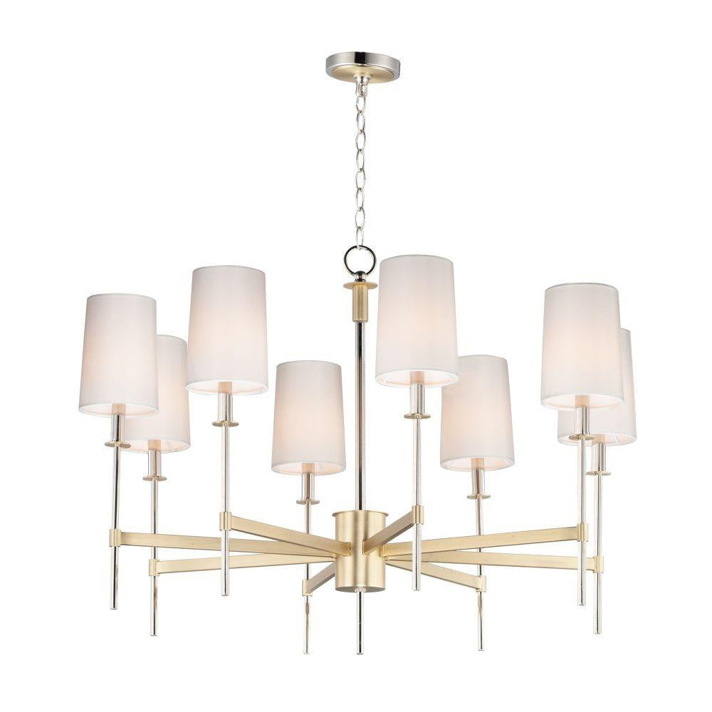 Maxim Lighting 32398OFSBRPN Uptown 8 Light Satin Brass Polished Nickel Chandelier - Full product view on white background