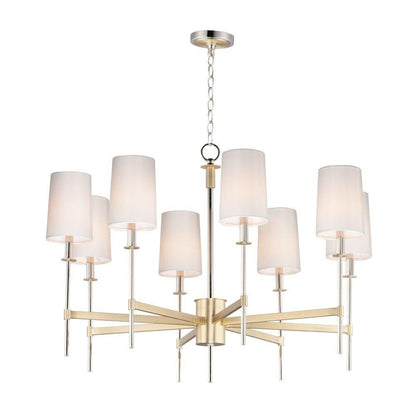 Maxim Lighting 32398OFSBRPN Uptown 8 Light Satin Brass Polished Nickel Chandelier - Full product view on white background