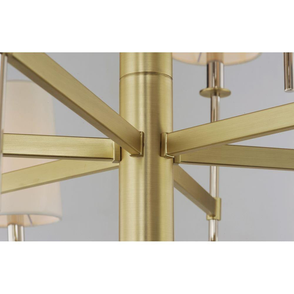 Maxim Lighting 32398OFSBRPN Uptown Chandelier - Close-up of satin brass center body and radiating arms