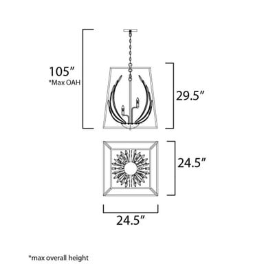 Maxim Lighting 32406BCPNGL Bouquet 6 Light Pendant Dimension Diagram