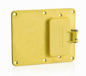 Leviton 3241W-Y Two-Gang, 1-GFCI w/ Weather-Resistant Flip-Lid, 1-Blank Coverplate, Yellow Finish