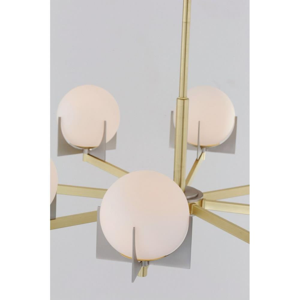Maxim Lighting 92470SWSBRBP Finn Collection Satin Brass Brushed Platinum multi-light chandelier detail view