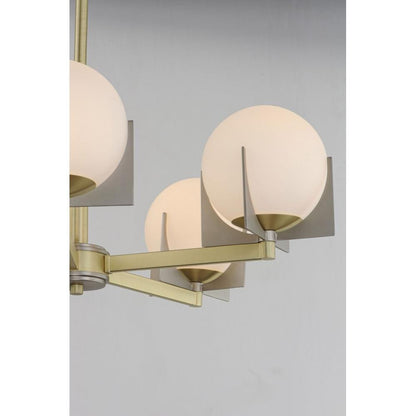 Maxim Lighting 92470SWSBRBP Finn Collection Satin Brass Brushed Platinum globe shades close-up detail