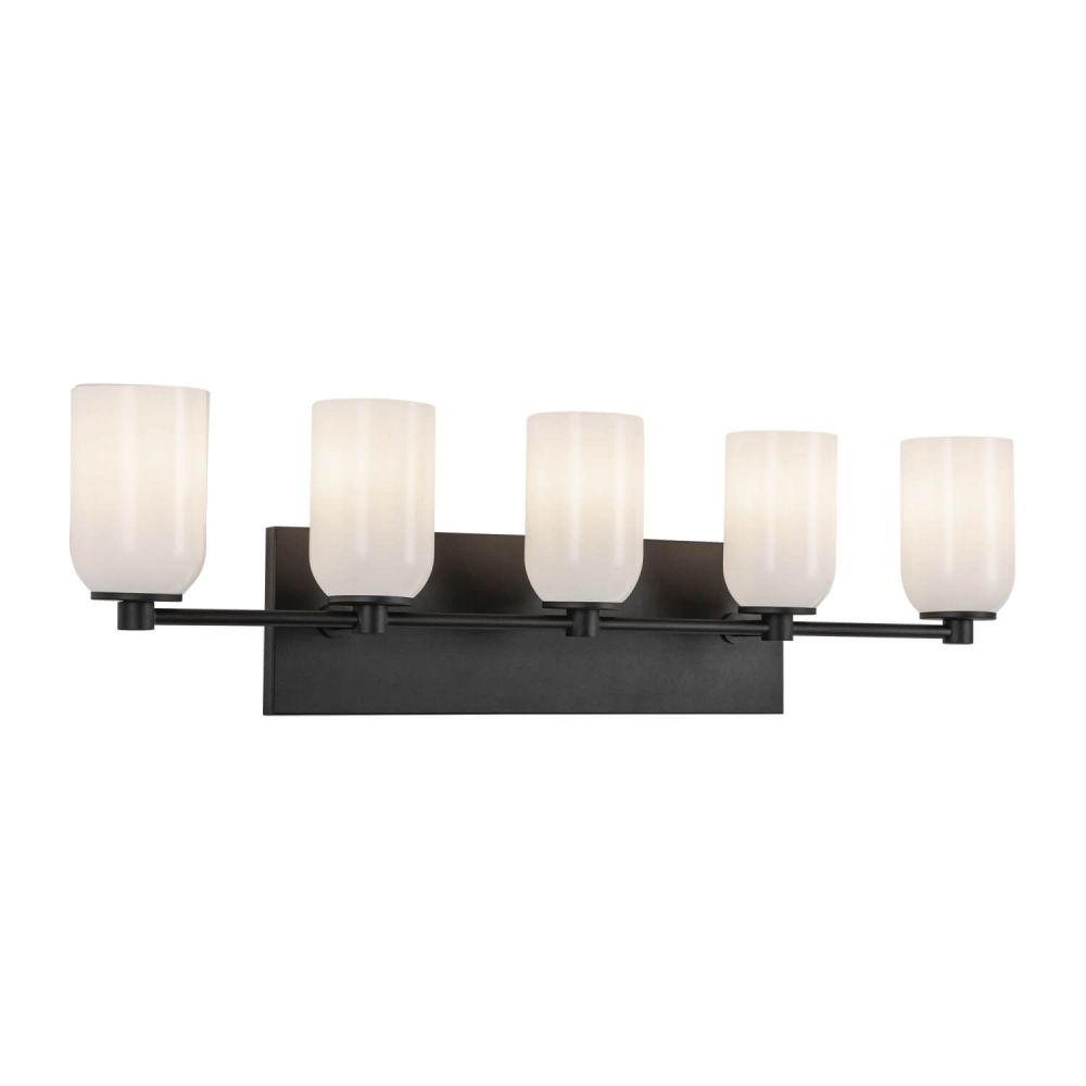 Kuzco Lighting VL57732-BK/GO Nola 5 Light 32 inch Bath Vanity Light in Black with Opal Glass Shade, Wattage 40W