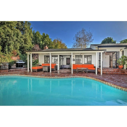 Maxim Lighting 3252FSBZ Terrace Bronze Outdoor Wall Lantern Lifestyle Exterior Pool Area