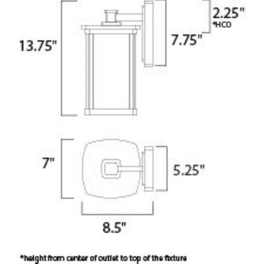 Maxim Lighting 3253CRBZ Terrace Outdoor Wall Lantern - Dimension Diagram