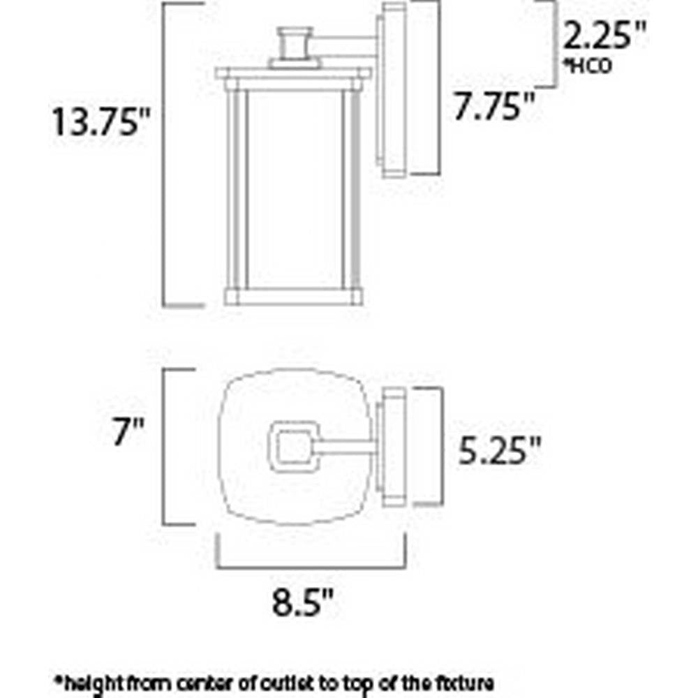 Maxim Lighting 3253FSBZ Terrace Outdoor Wall Lantern Dimensions Diagram