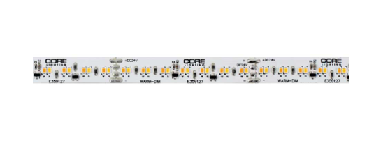 Core Lighting LSM35WD-18K/30K-PF-24V-HR95 Indoor Rated Warm-Dim Flexible LED Strip, Color Temperature 18K/30K, Wattage 3.6W per ft., Voltage 24VDC, CRI 95+
